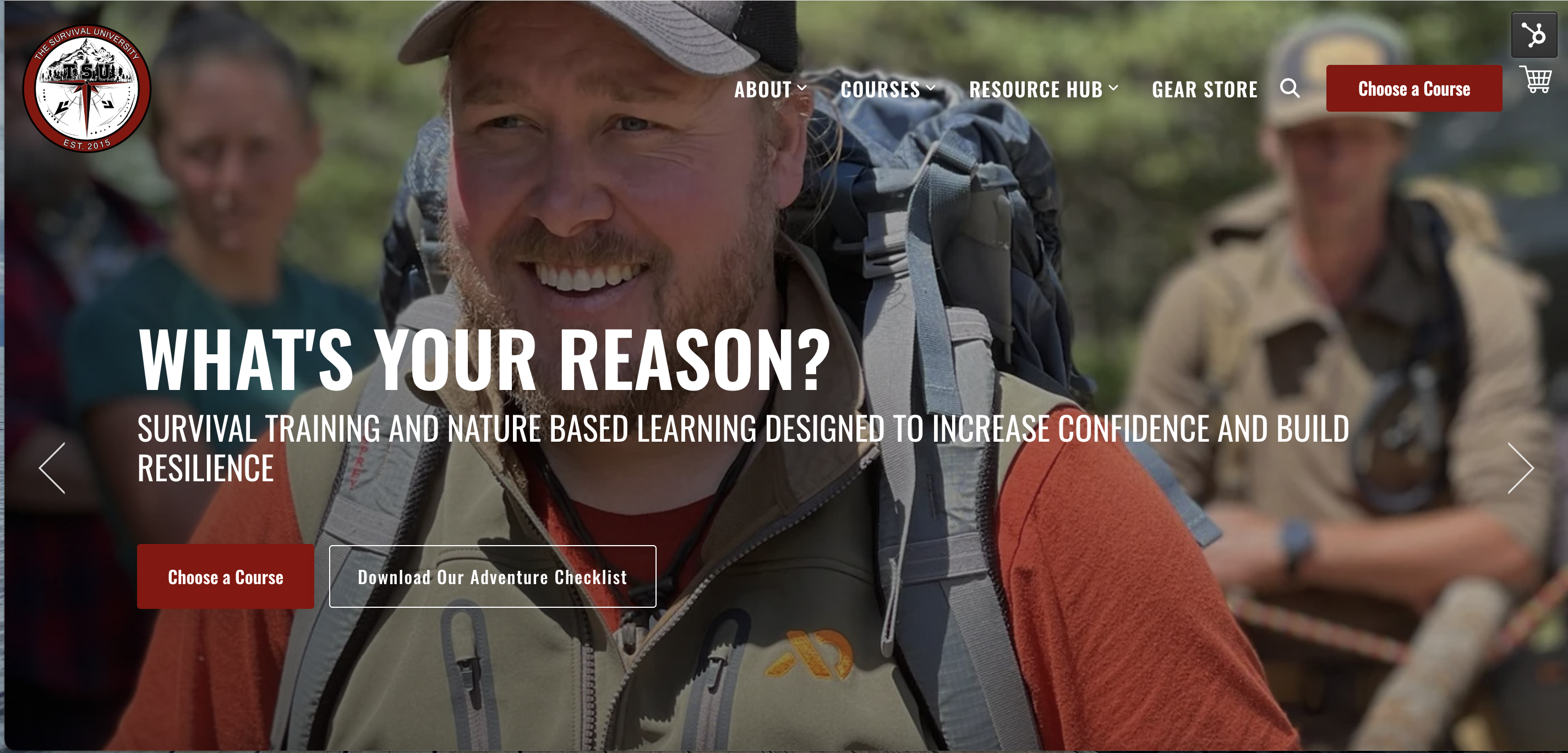 Screenshot of The Survival University website