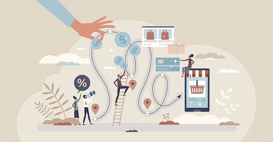 illlustration showing a successful customer journey